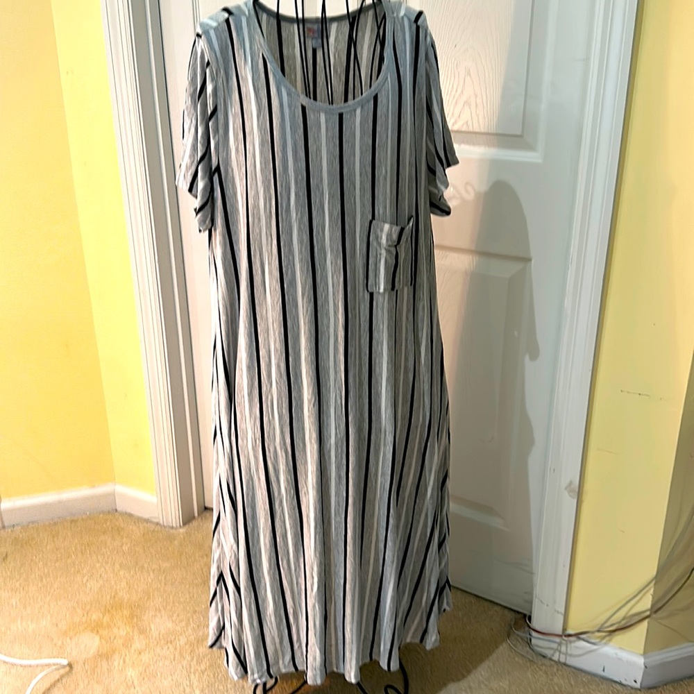 Long striped dress.